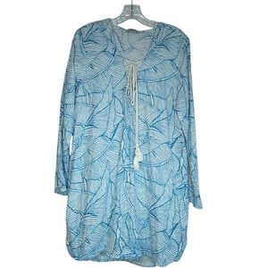 Charlie Holiday The Coco Coverup blue & white banana print beach coverup, size 6